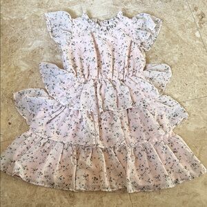 H&M Girls Pink Floral Ruffle Tiered Dress